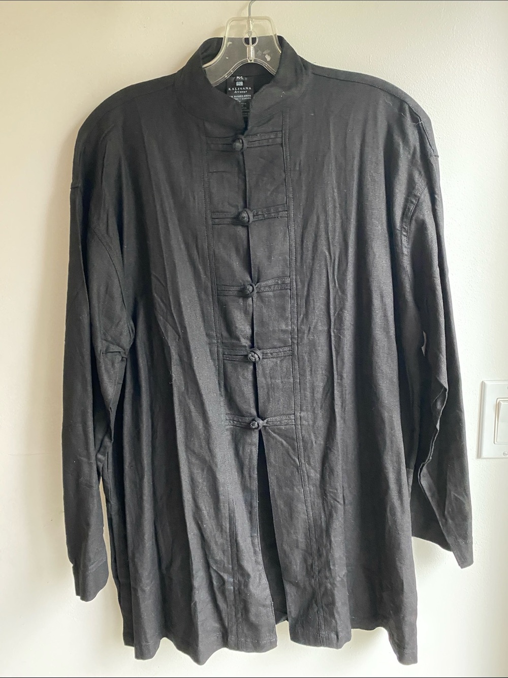 Kaliyana Black Tunic Top Linen Blend M/L Like New!